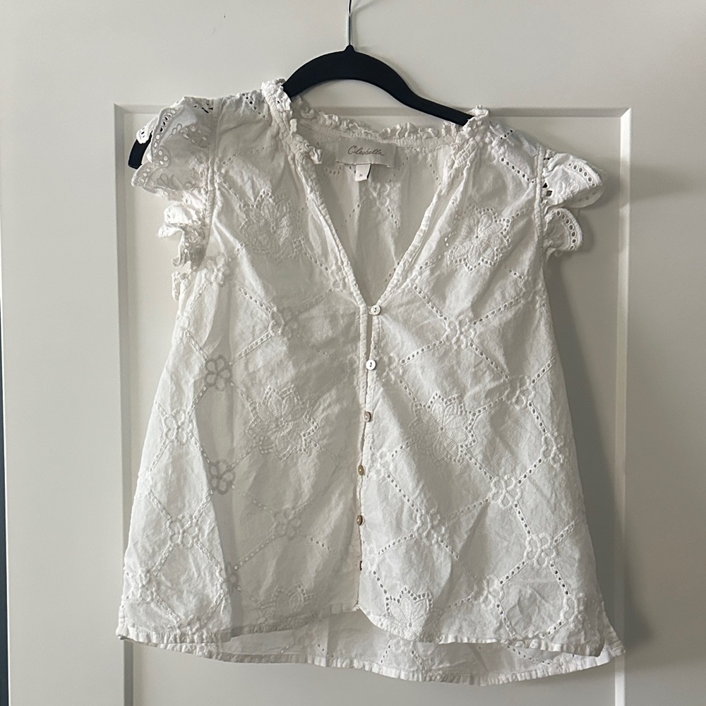 White Eyelet Lace Women Top